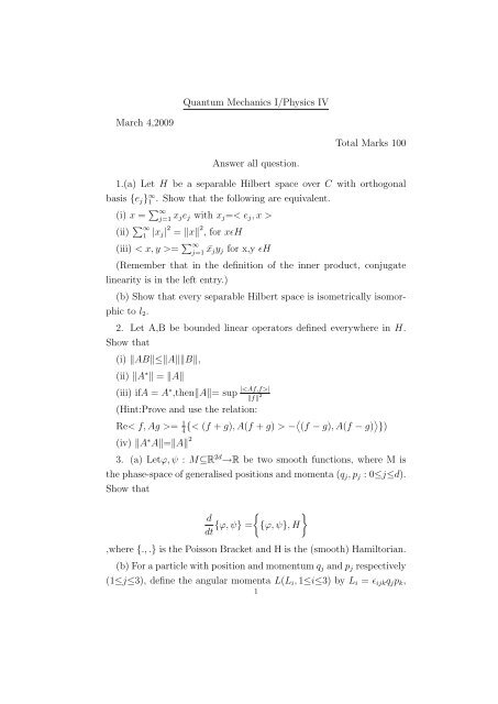 Physics IV 2008-09