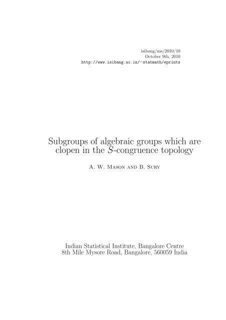 Subgroups of algebraic groups which are clopen in the S ...