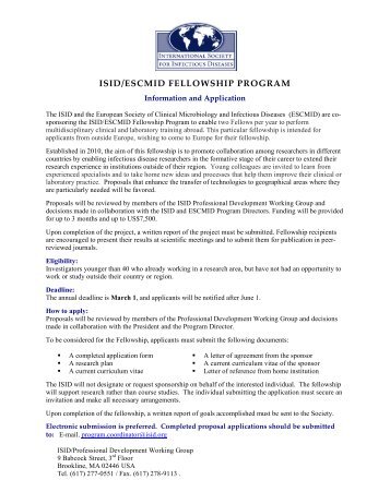 isid/escmid fellowship program - International Society for Infectious ...