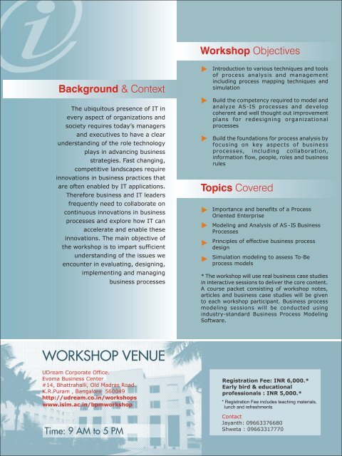 Workshop Brochure - International School of Information Management