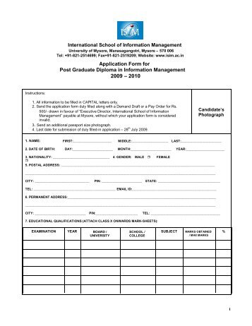 International School of Information Management Application Form ...