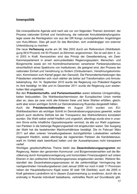 II. Informationen zu Ruanda - beim Ministerium des Innern,fÃ¼r Sport ...