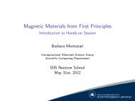 Basics of DFT calculations for magnetic systemsâ (BM) - ISIS