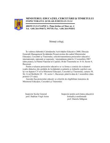 Calendarul Activitatilor Educative 2008 al MECT - Inspectoratul ...