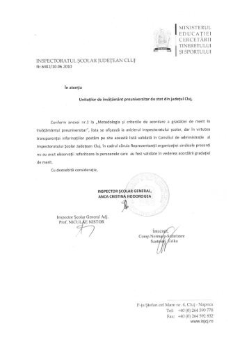 tabel nominal - Inspectoratul Åcolar JudeÅ£ean Cluj