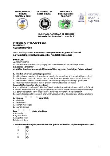 Rezolvarea unor probleme de geneticÄ umanÄ ALEGERE SIMPLÄ