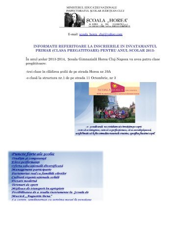 Scoala Gimnaziala "Horea" Cluj-Napoca - Inspectoratul Åcolar ...
