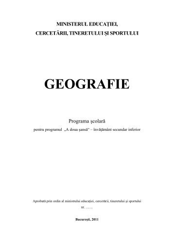 Programa GEOGRAFIE A doua sansa