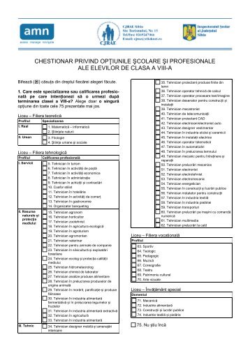 Chestionar OSP Clasa a 8-a