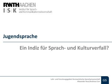 Jugendsprache - ISK - RWTH Aachen