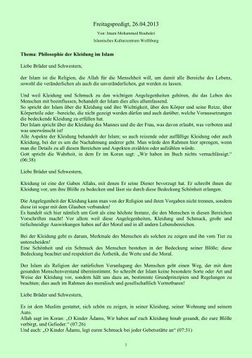 Philosophie der Kleidung im Islam - Islamisches Kulturzentrum ...