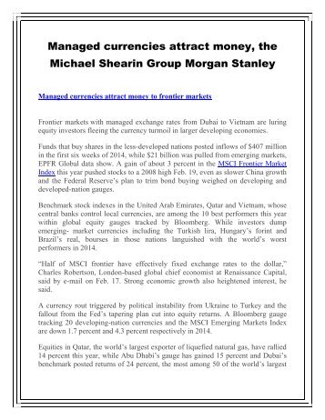 Managed currencies attract money, the Michael Shearin Group Morgan Stanley