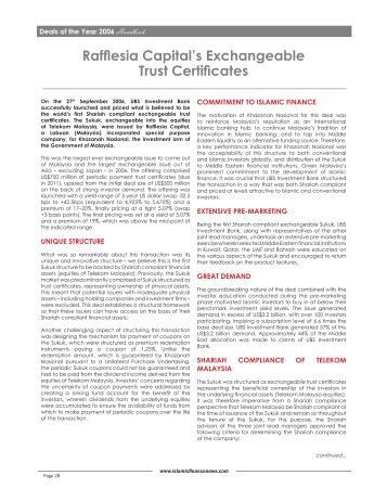 Rafflesia Capital's Exchangeable Trust Certificates - Islamic Finance ...