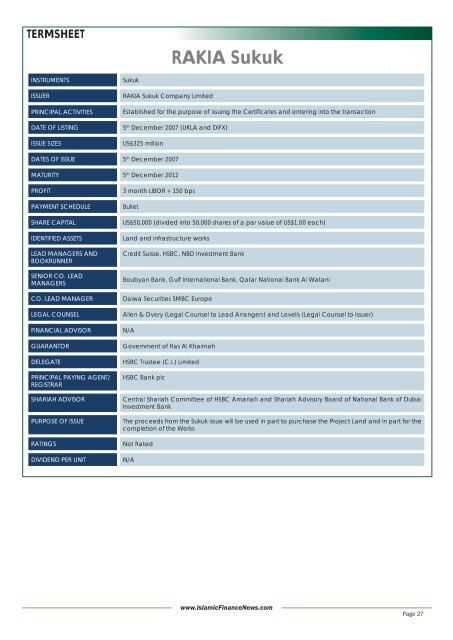 RAKIA Sukuk (continued...) - Islamic Finance News