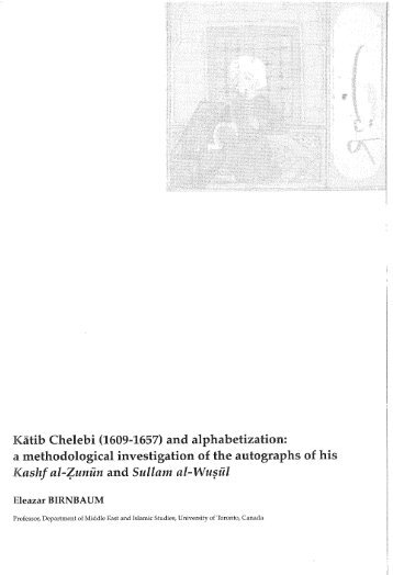 Eleazar Birnbaum, Katib Chelebi - Islamic manuscripts