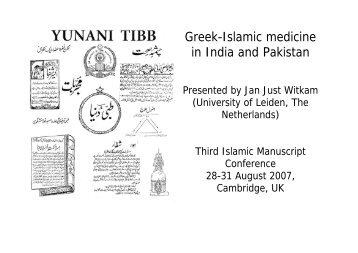 Greek-Islamic medicine in India and Pakistan - Islamic manuscripts