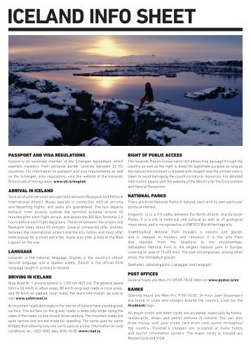 ICELAND INFO SHEET