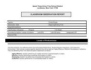 Classroom observation report - Island Trees Public Schools