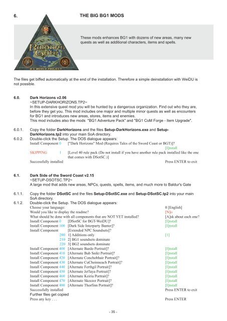 i Entire installation instructions for the Baldur's Gate Mega-Mod