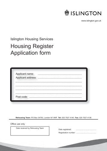 Housing Register Application form - Islington Council