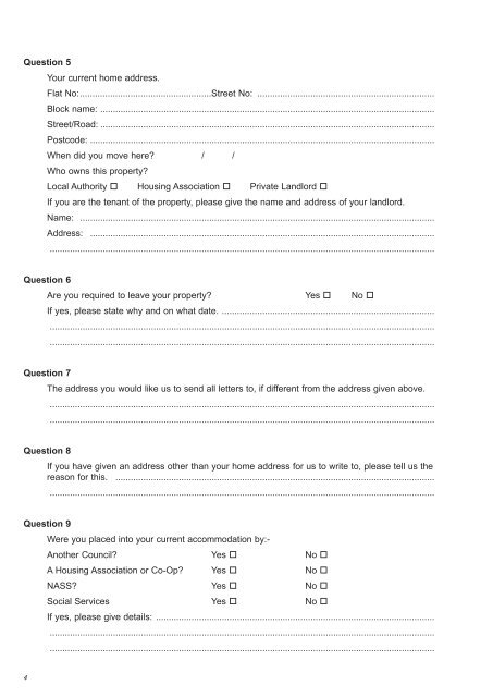 Housing Register Application form - Islington Council