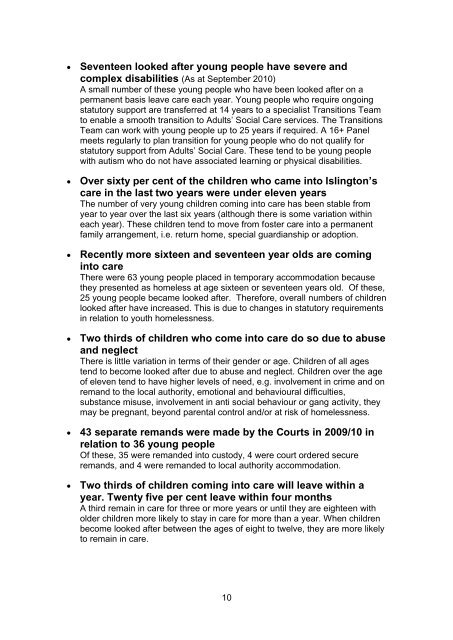 The Islington Plan for Looked After Children and ... - Islington Council