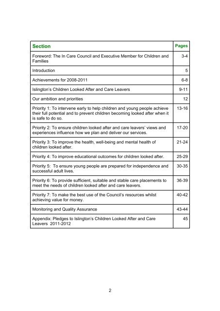 The Islington Plan for Looked After Children and ... - Islington Council