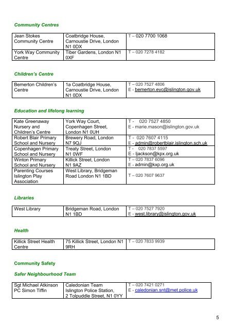 Caledonian Ward Profile - Islington Council