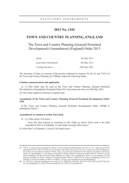 2013 No. 1101 TOWN AND COUNTRY ... - Legislation.gov.uk