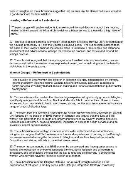 Final Evidence Summary 9th Feburary - 25th ... - Islington Council