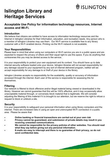 acceptable use policy inc wifi 30.09.2013.pub - Islington Council