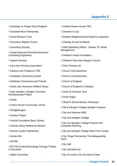 Consultation Statement - Islington Council