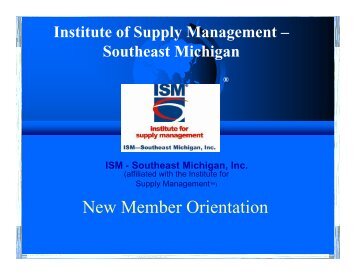 New Member Orientation - ISM Southeast Michigan