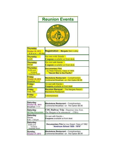 Reunion Activities - International School Manila