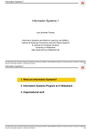 Information Systems 1 - ISMLL - UniversitÃ¤t Hildesheim