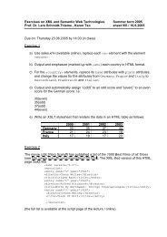 Exercises on XML and Semantic Web Technologies ... - ISMLL