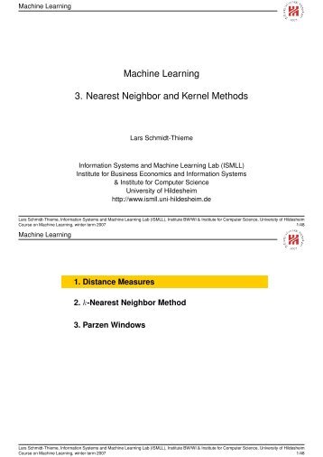 Machine Learning 3. Nearest Neighbor and Kernel Methods - ISMLL