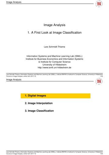 Image Analysis 1. A First Look at Image Classification - ISMLL