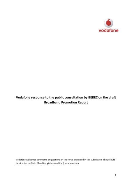 Vodafone response to the public consultation by ... - BEREC - Europa