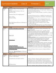 Curriculum Bulletin Class 9 Trimester 1 - The International School of ...