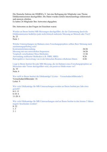 Ergebnisse der Ethikumfrage 2006 der DS-ISMRM - Deutsche ...