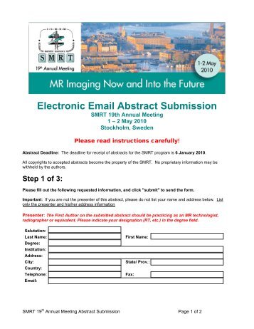 Electronic Email Abstract Submission - ismrm