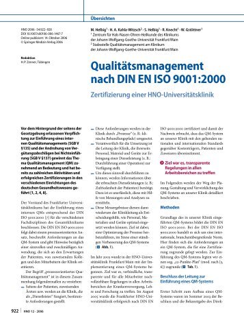 QualitÃ¤tsmanagement nach DIN EN ISO 9001:2000 Zertifizierung ...