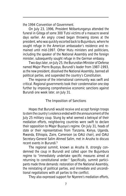 The humanitarian impacts of economic sanctions on Burundi