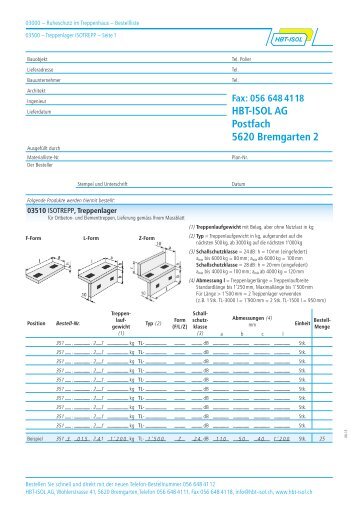 Bestellliste - HBT-ISOL AG