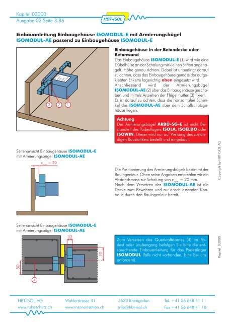 03200 Podestlager-System ISOMODUL, âL = 28 dB - HBT-ISOL AG