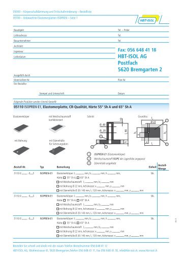 Bestellliste - HBT-ISOL AG