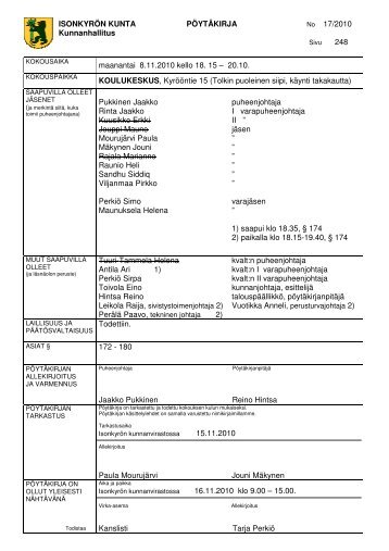 ISONKYRÖN KUNTA PÖYTÄKIRJA No 17/2010 ... - Isokyrö
