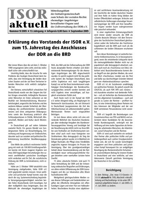 ISOR aktuell Ausgabe 09 / 2005