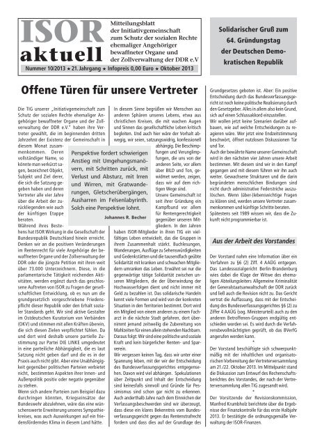 ISOR aktuell Ausgabe 10/2013